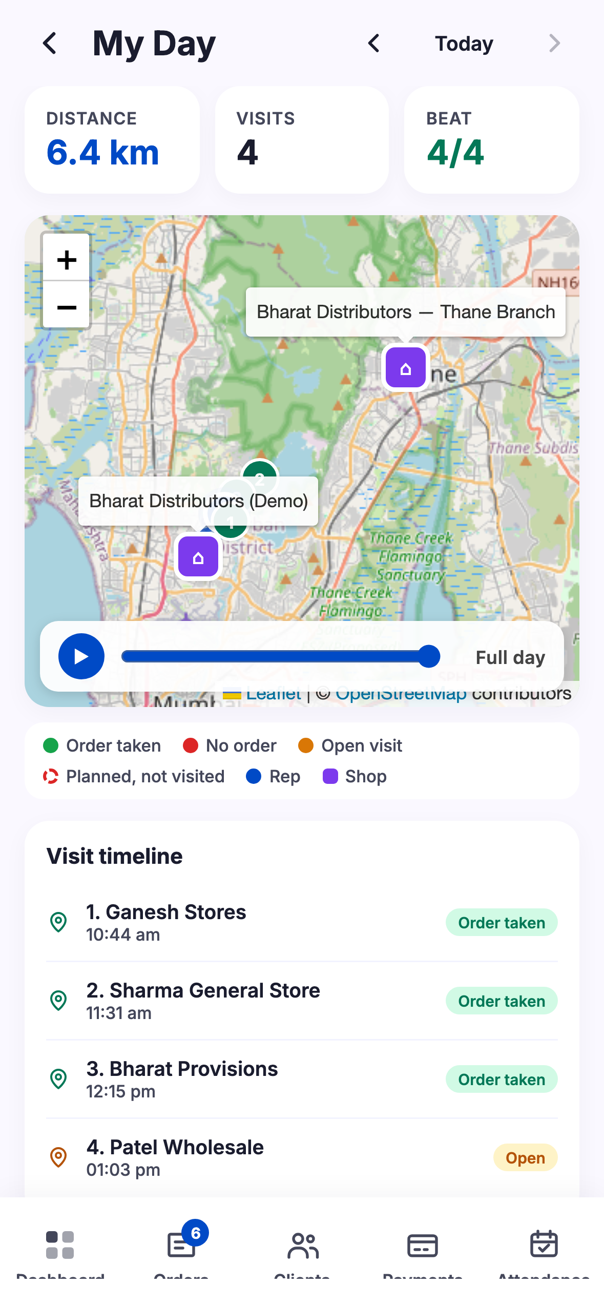 See the day on a map screenshot
